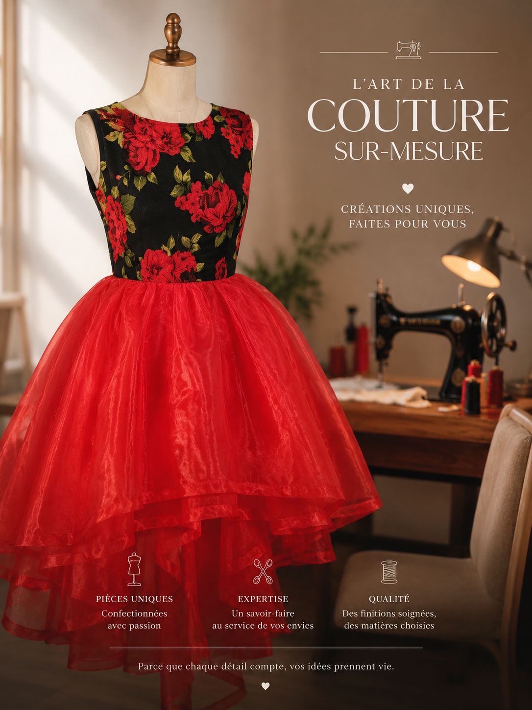 Robe de cérémonie réalisée sur-mesure par L'Atelier